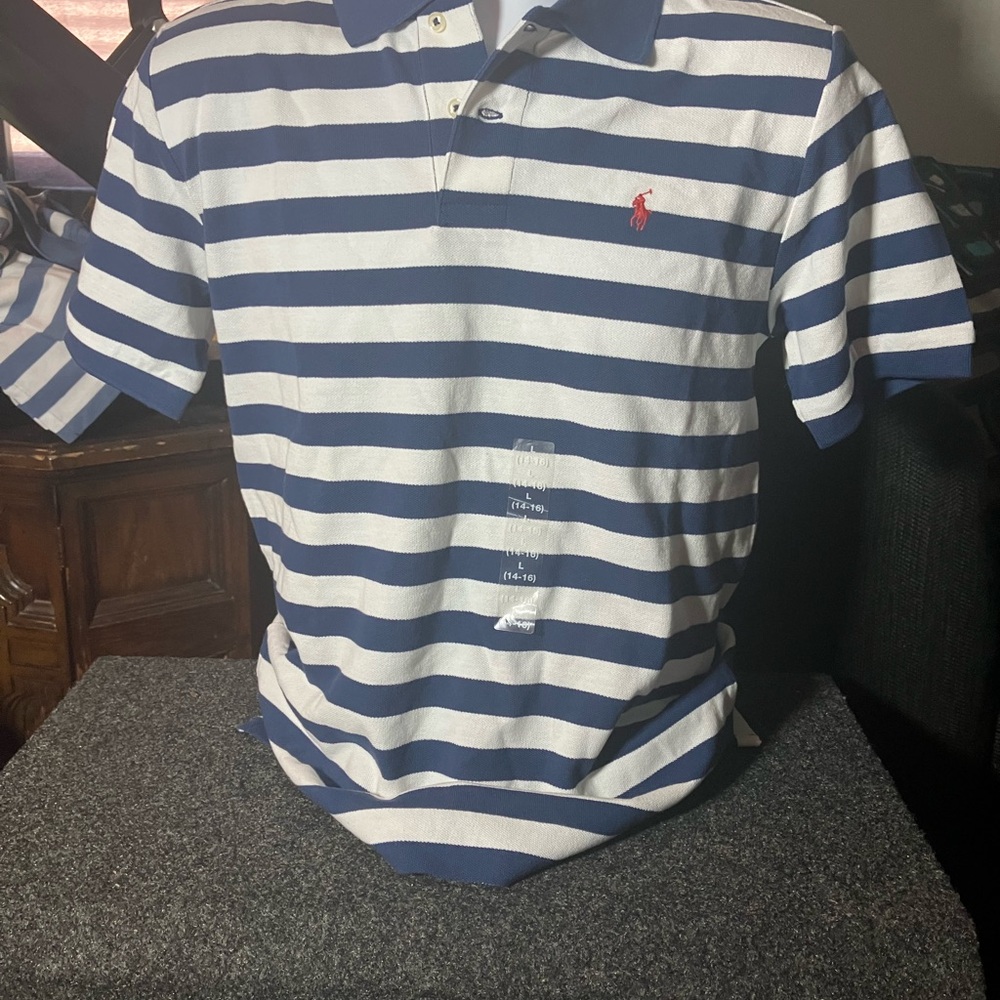 Ralph Lauren Blue and White Kids Polo